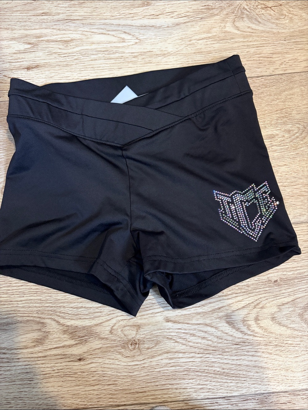 Varsity Small ICE Black Bike Shorts with Multicolor Rhinestone